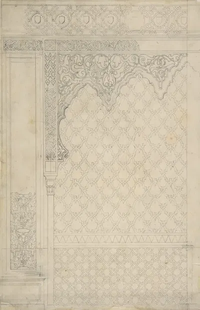 Design for the decoration of a wall in Islamic motifs by Жюль-Эдмон-Шарль Лашаиз — digital art print download