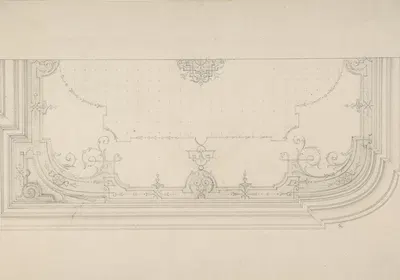 Design for the decoration of a wiling with strapwork and rinceaux by Жюль-Эдмон-Шарль Лашаиз — digital art print download