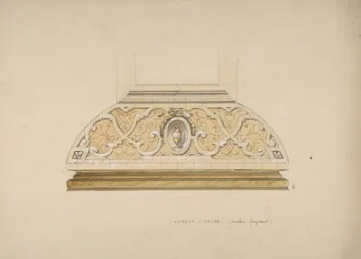 Design for the decoration of the stairway in the Chateau d'Ognon of M. deMachy (Oise, France) by Жюль-Эдмон-Шарль Лашаиз —…