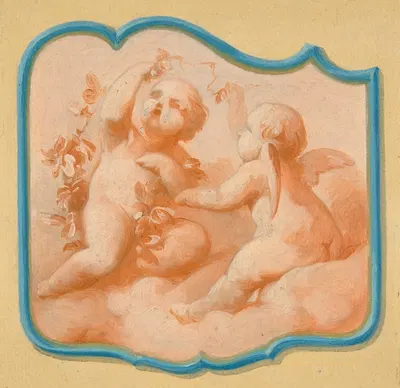 Two putti on clouds by Жюль-Эдмон-Шарль Лашаиз — digital art print download