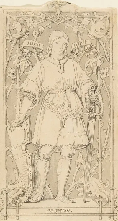 The Young Siegfried by Юлий Хюбнер, 1839 — digital art print download