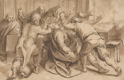 The Servants of Absalom killing Amnon (2 Samuel 13, 28-29) by Карел Ван Мандер — digital art print download