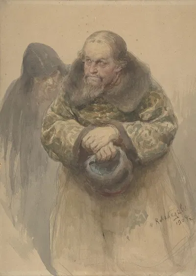 Two Russian Men by Клавдий Васильевич Лебедев, 1904 — digital art print download