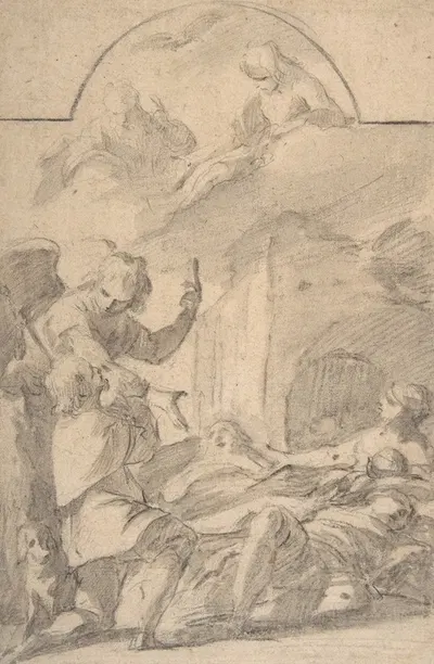 St. Roch Interceding before the Holy Trinity for Plague Victims by Laurent de la Hyre — digital art print download