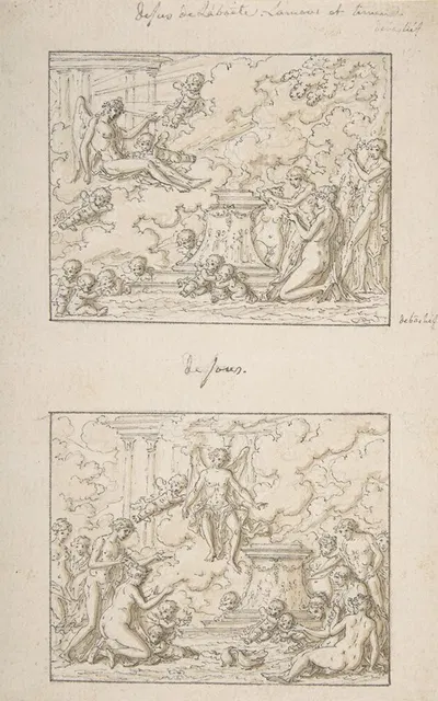 Designs for the Top and Bottom of a Small Rectangular Box by Louis-Felix de La Rue — digital art print download