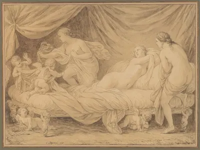 Les Grâces lutinées par les amours by Louis-Jean-François Lagrenée, 1778 — digital art print download