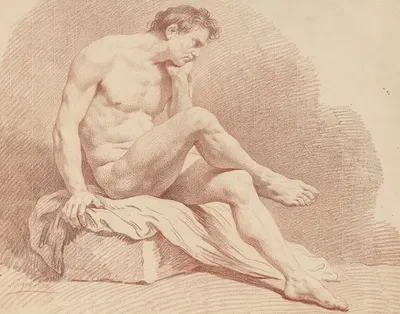 Seated Male Nude by Louis-Jean-François Lagrenée — digital art print download