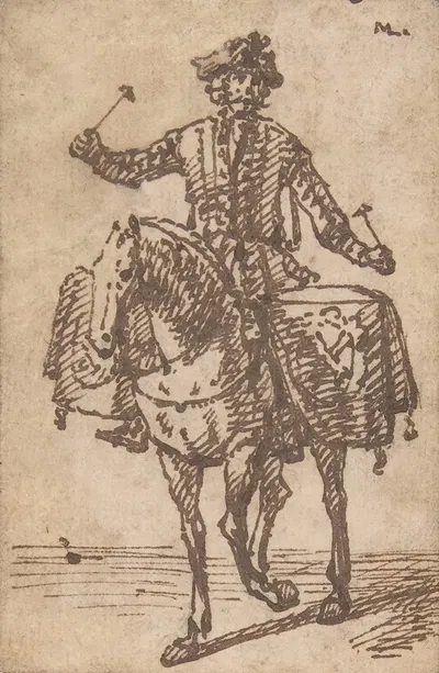 A Mounted Drummer from the Front by Marcellus Laroon the Elder, 1670–1702 — digital art print download