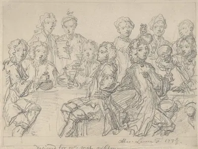 Group of Figures at a Table by Марцеллус Ларун младший — digital art print download