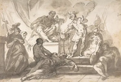 Gaius Mucius Scaevola Thrusting His Right Hand into Fire by Marco Marcola — digital art print download