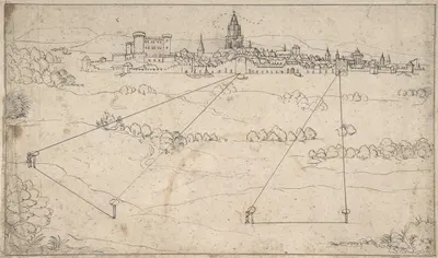Perspectival Study with a View of a Medieval City by Matthäus Merian the elder, 1600–1650 — digital art print download