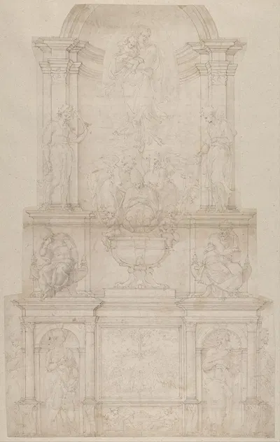 Design for the Tomb of Pope Julius II della Rovere by Michelangelo — digital art print download
