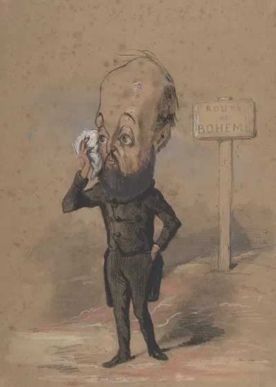 Caricature of Henri Mürger by Nadar (Gaspard Félix Tournachon) — digital art print download