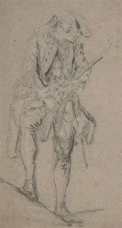 Standing Hunter Holding a Rifle by Nicolas Lancret — digital art print download