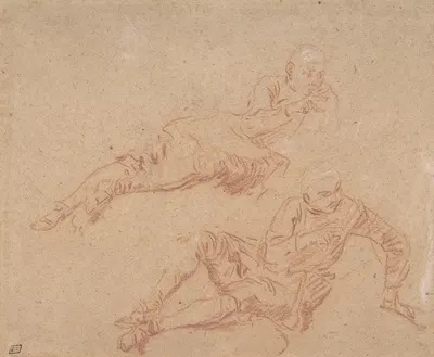 Two Studies of Reclining Youth by Николас Ланкре — digital art print download