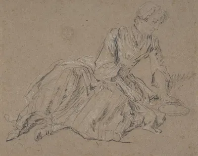 Woman Seated on the Ground by Николас Ланкре — digital art print download