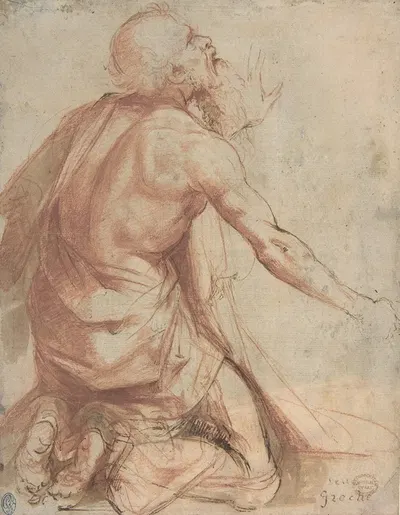 Kneeling Bearded Old Man by Nosadella (Giovanni Francesco Bezzi), 1500–1571 — digital art print download