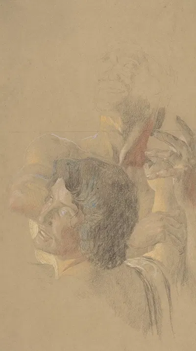 A male and a female figures (study for 'Golgotha') by Отто Грейнер — digital art print download