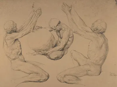 Sheet of studies for 'Ex Libris Victor Graf von Rex' by Отто Грейнер, 1900 — digital art print download
