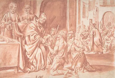 Thomas of Villanova, Archbishop of Valencia Distributing Alms to the Poor by Pedro Orrente — digital art print download