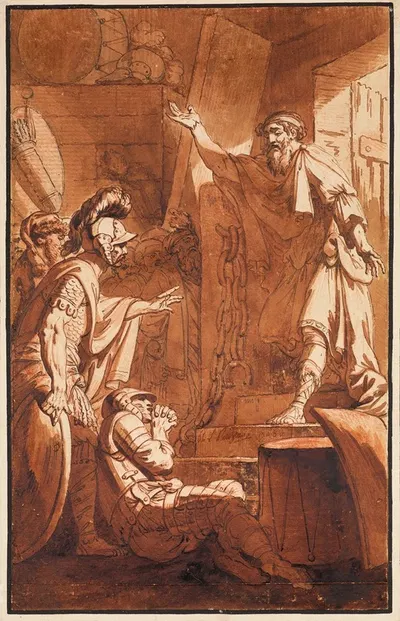 Messenger at the Door of a Guardhouse by Philippe Louis Parizeau, 1786 — digital art print download