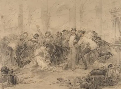 Crowd Leaving a Theatre by Пьер-Нюма Бассаж — digital art print download