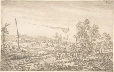 Landscape with Figures and Cattle by Pieter de Molijn — digital art print download