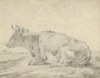 A Cow Lying in a Landscape by Питер Герардус ван Ос — digital art print download
