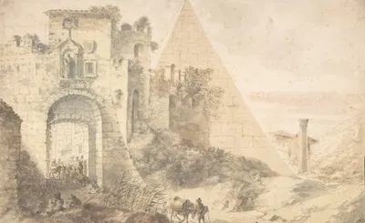 Pyramid of Cestius and the Porta San Paolo, Rome by Питер Монинккс — digital art print download
