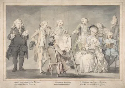 Satirical drawing; Artist Painting an Old Lady's Portrait by Pietro Antonio Novelli, 1729–1804 — digital art print download