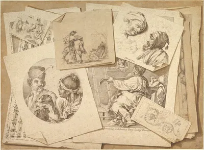 Trompe-l'Oeil Exercise; Prints on a Table Top by Pietro Jacopo Palmieri, 1766 — digital art print download