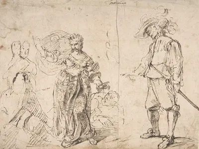 Sheet with Figure Studies by Pietro Novelli — digital art print download