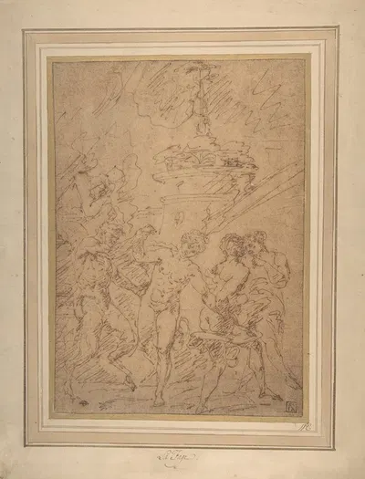 Satyr and Nymphs Dancing by Raymond de La Fage — digital art print download