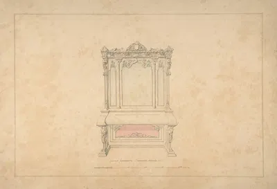 Design for Cabinet Pianoforte, François Premier Style by Robert William Hume, 1835–1900 — digital art print download