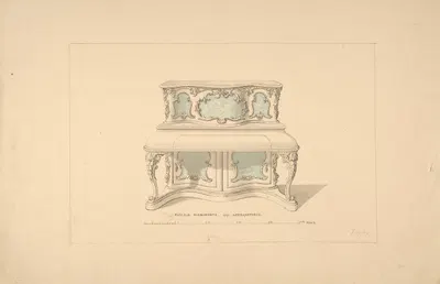 Design for Piccolo Pianoforte, Louis Quatorze Style by Robert William Hume, 1835–1900 — digital art print download