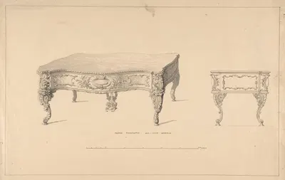Design for Square Pianoforte, Louis Quatorze Style by Robert William Hume, 1835–1900 — digital art print download