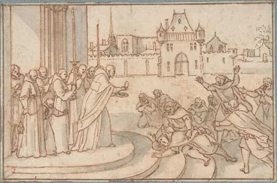 Saint Bernard presenting the host to Guillaume X, duc de Guyenne by Sébastien Leclerc — digital art print download