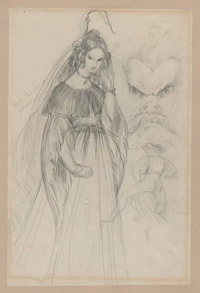 A Femme Fatale, Male Face and Man from Behind by Теодор фон Холст — digital art print download