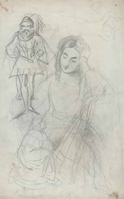 An Equestrian Figure and Other Studies by Теодор фон Холст — digital art print download