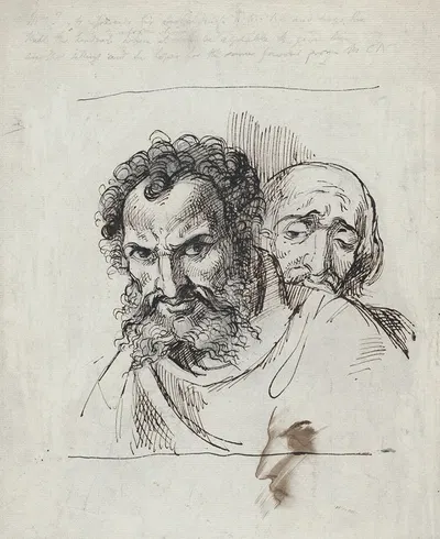 Two Male Heads by Теодор фон Холст — digital art print download