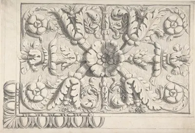Classical Ceiling Moldings with Floral Ornament by Thomas Hardwick — digital art print download