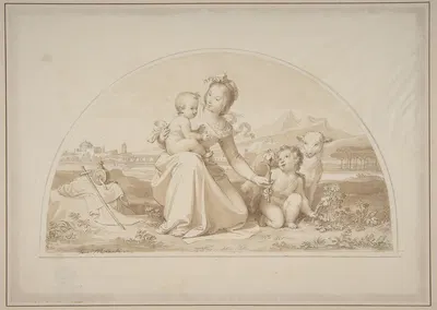 The Virgin and Child with the Infant John the Baptist and a Lamb in a Landscape by Tommaso Minardi, 1787–1871 — digital art…