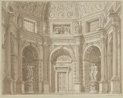 Interior of an Octagonal Room by Транквилло Орси — digital art print download