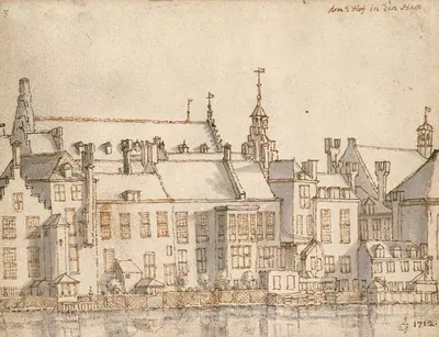 Buildings Along the Hofvijver in The Hague by Valentijn Klotz, 1712 — digital art print download