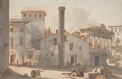 View of the Roman Forum with the Column of Phocas and the Temple of Saturn by Виктор-Жан Николь — digital art print download