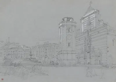 Piazza del Duomo, Messina, Sicily by William Leighton Leitch — digital art print download
