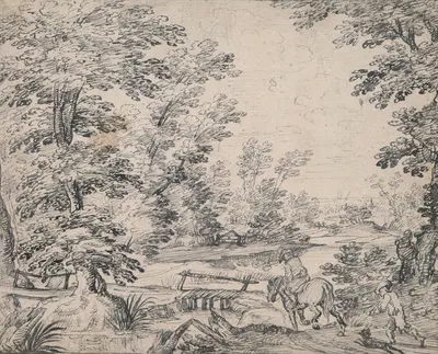 Landscape with Man on Horseback by Авраам Генойелс II — digital art print download