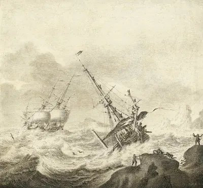 Shipping On A Stormy Sea by Adriaen Cornelisz. van der Salm — digital art print download