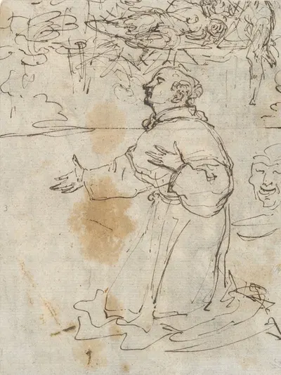 Kneeling Saint and other sketches by Агостино Караччи — digital art print download