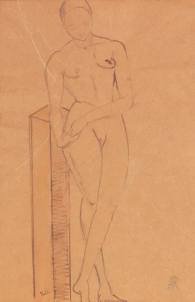 Weiblicher Akt mit Stele by Anita Rée, 1920 — digital art print download
